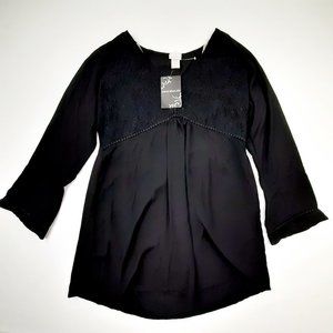 Whereabouts Women's Tunic Top Size Small Black Polyester